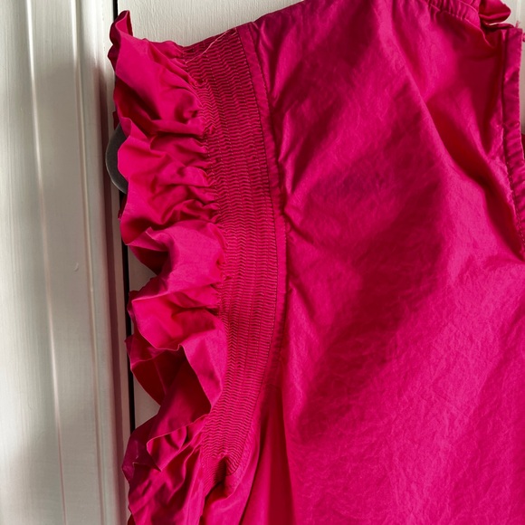 English Factory Ruffle Sleeve Poplin top. Size Small in fuschia. - Picture 4 of 9